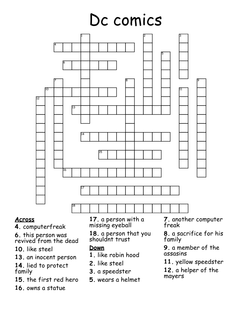 Dc comics Crossword