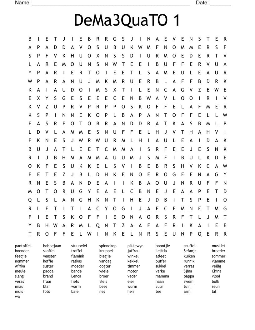 DeMa3QuaTO 1 Word Search