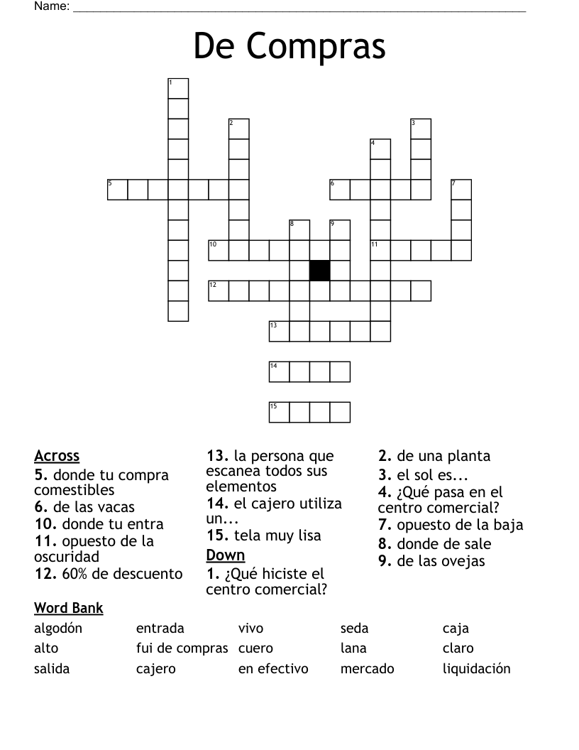 De Compras Crossword
