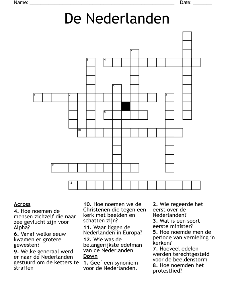 De Nederlanden Crossword