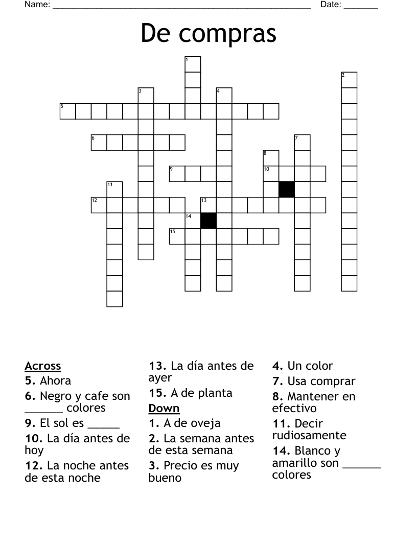 De compras Crossword