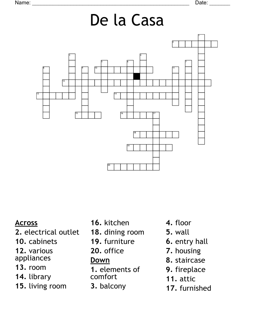 De la Casa Crossword