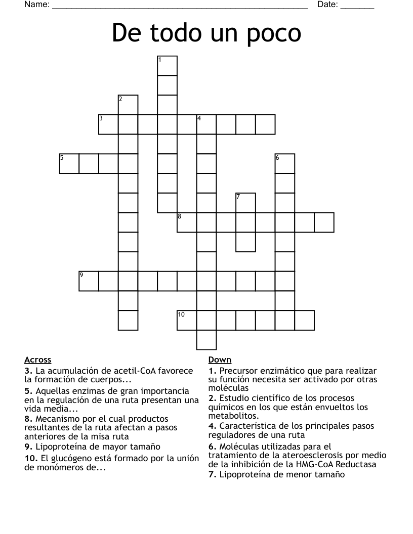 De todo un poco Crossword