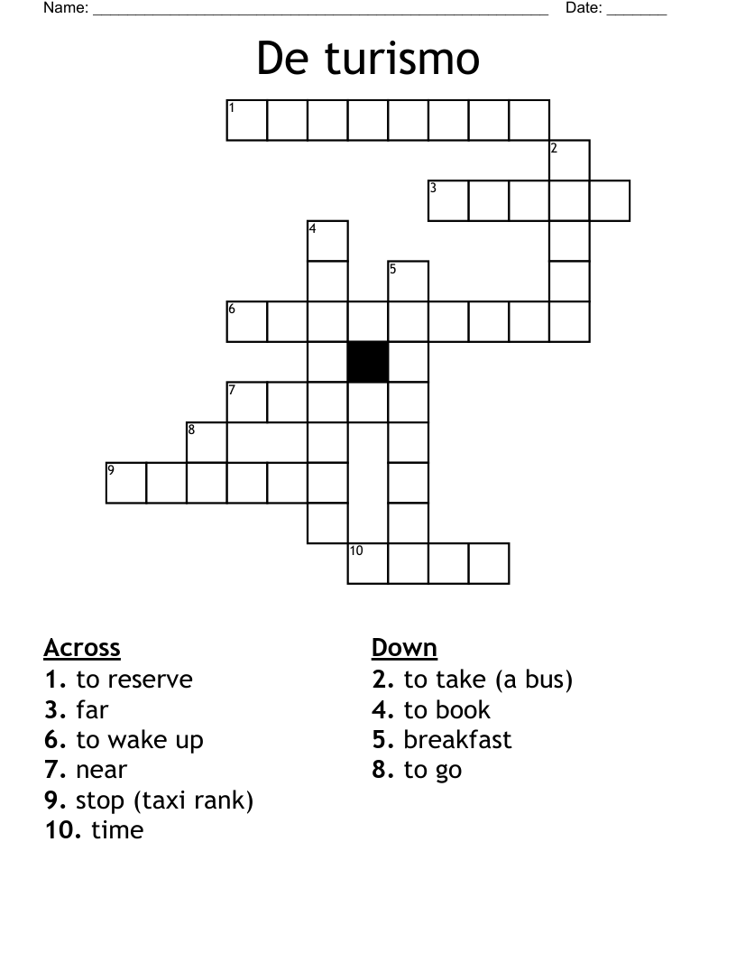 De turismo Crossword