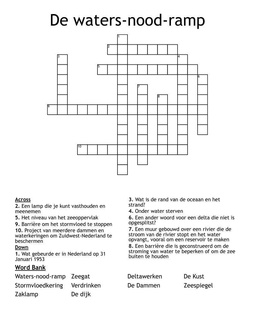 De waters-nood-ramp Crossword