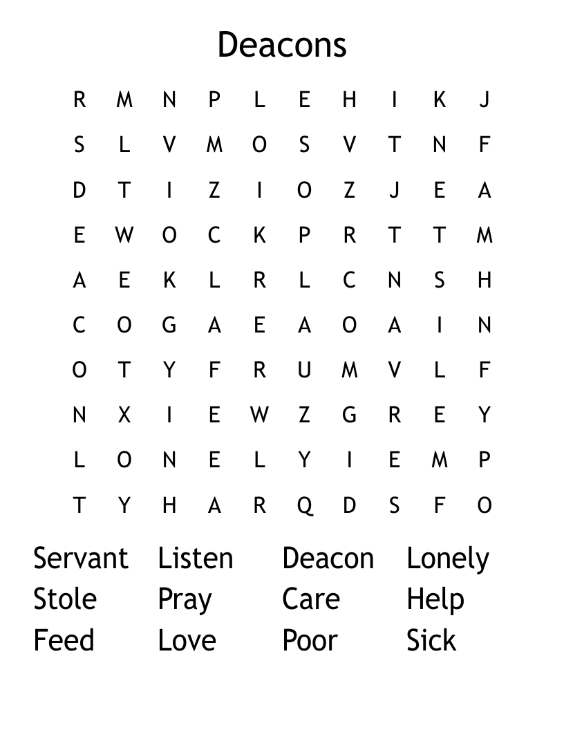Deacons Word Search