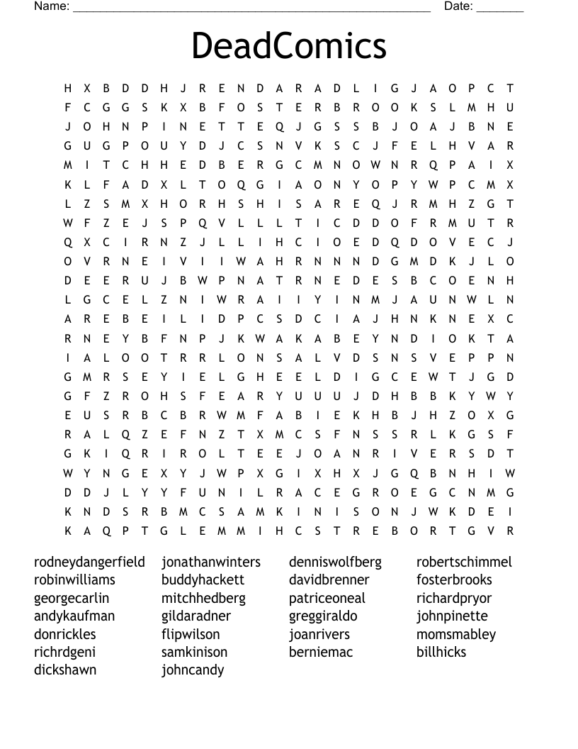 DeadComics Word Search