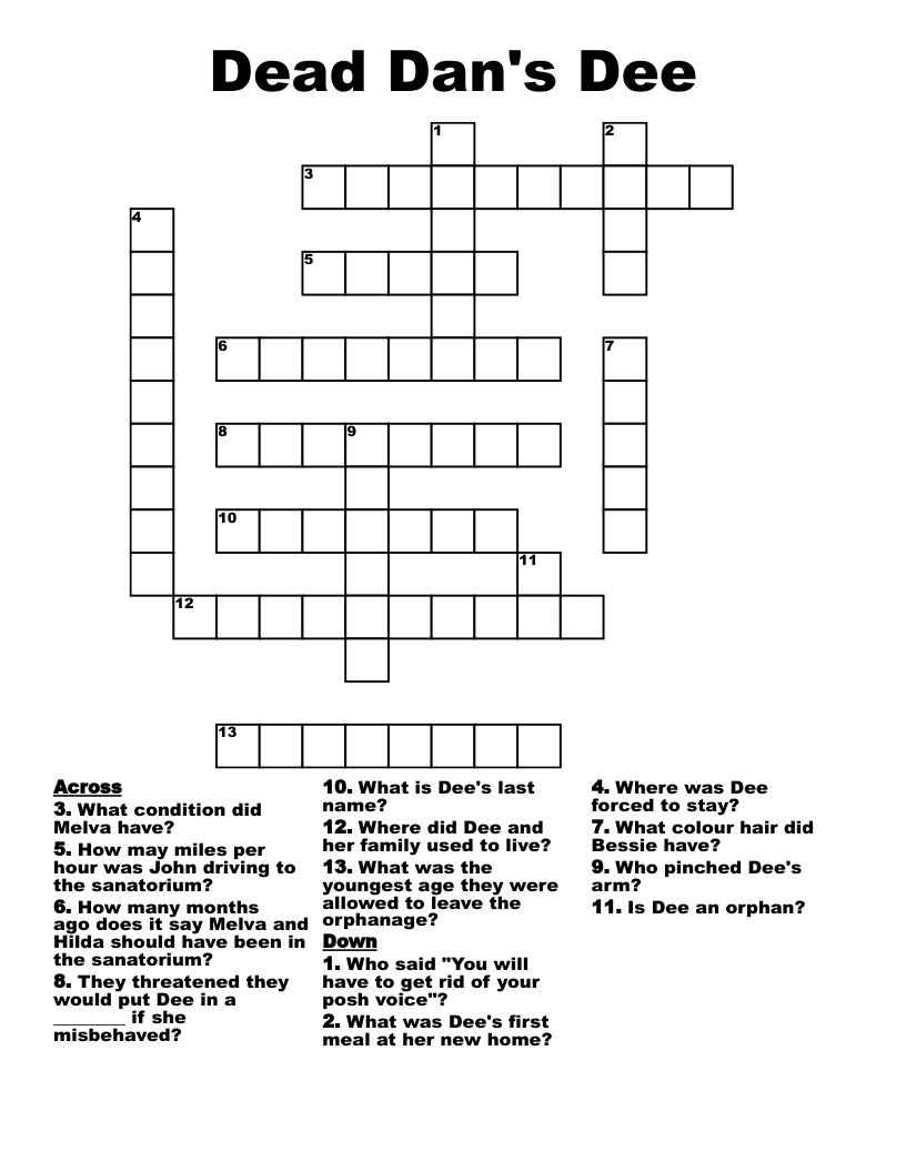 Dead Dan's Dee Crossword