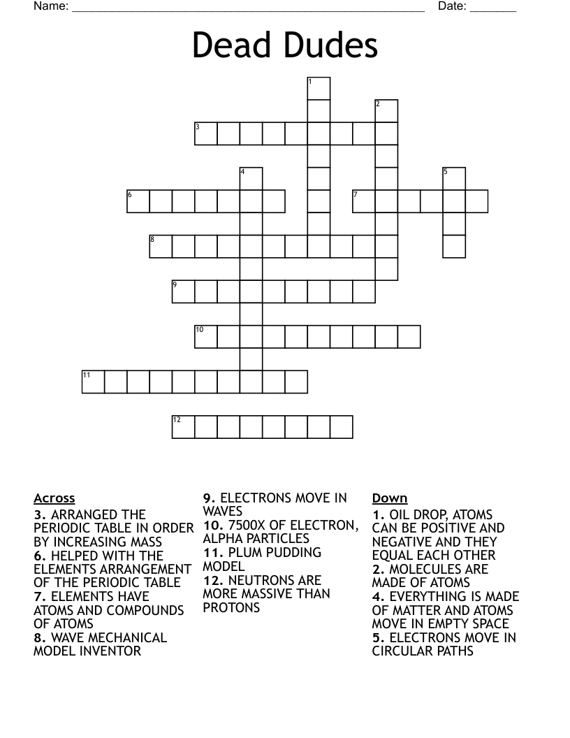 Dead Dudes Crossword