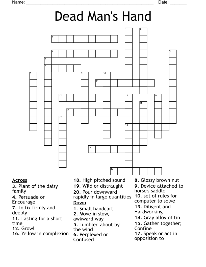 Dead Man's Hand Crossword
