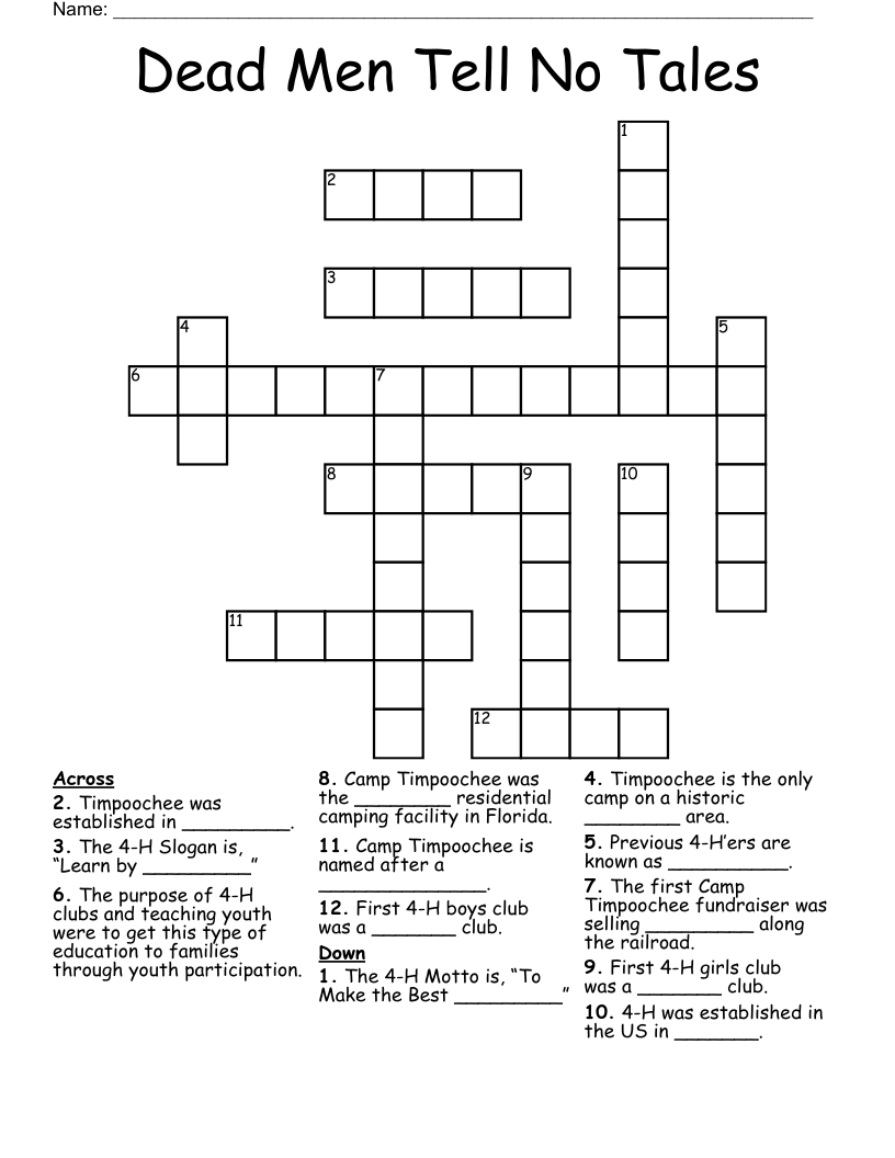 Dead Men Tell No Tales Crossword