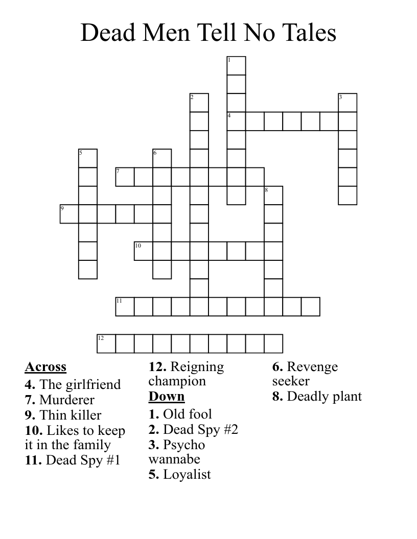 Dead Men Tell No Tales Crossword