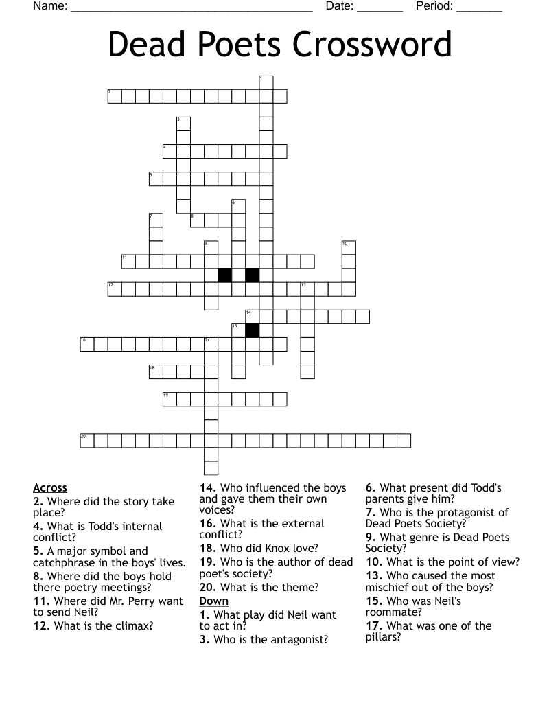 Dead Poets Crossword