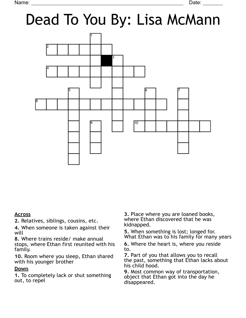 Dead To You By: Lisa McMann Crossword