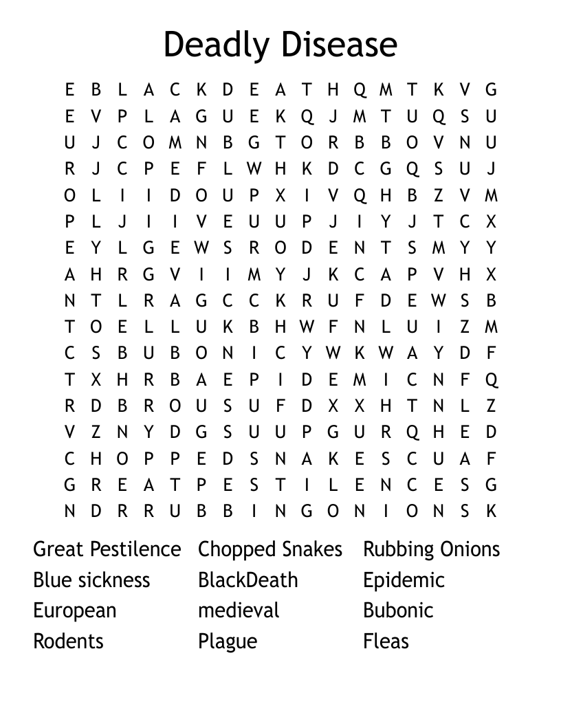 Deadly Disease Word Search