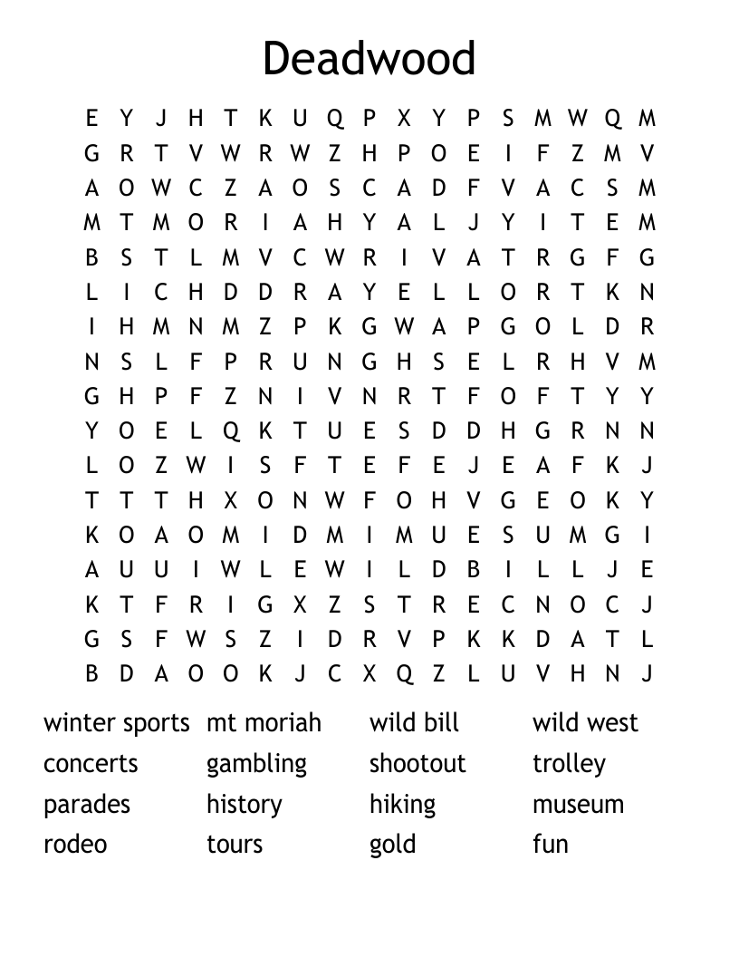 Deadwood  Word Search