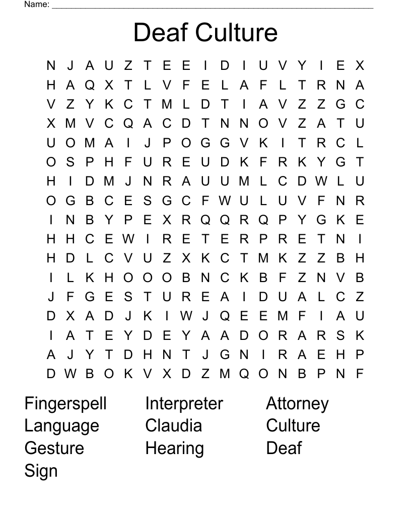 Deaf Culture Word Search
