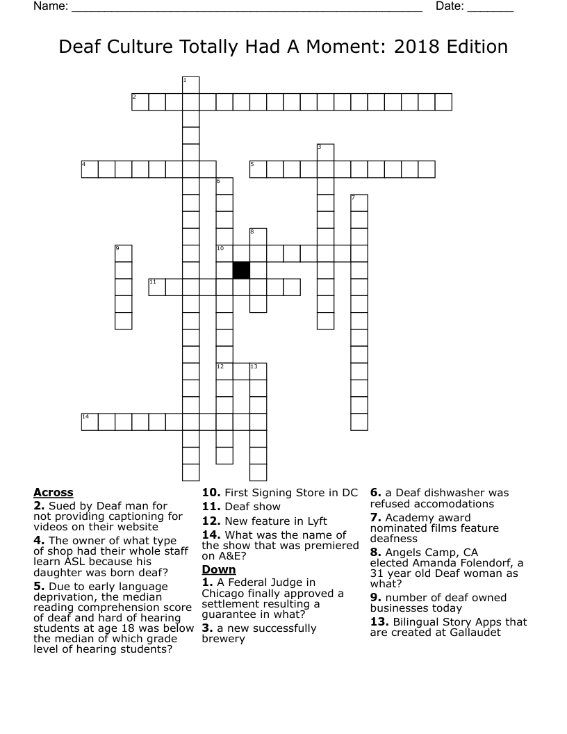 Deaf Culture Totally Had A Moment: 2018 Edition Crossword