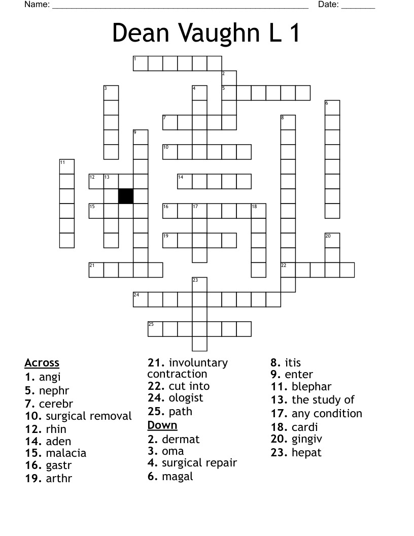 Dean Vaughn L 1  Crossword