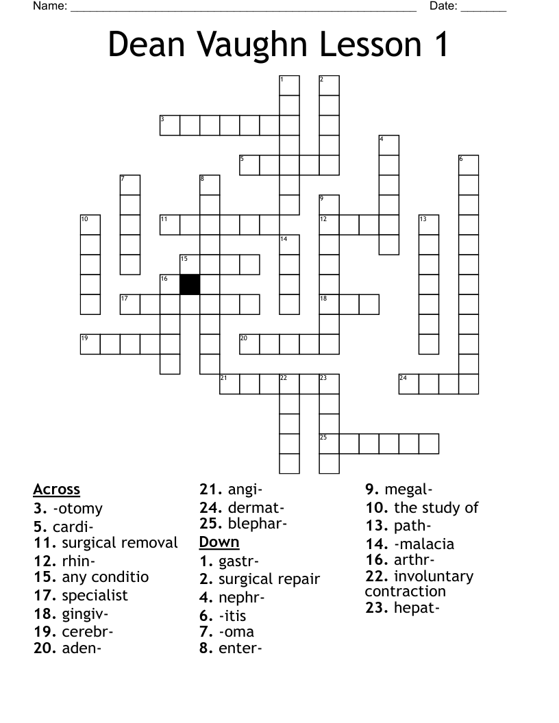 Dean Vaughn Lesson 1 Crossword