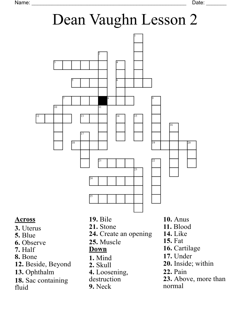 Dean Vaughn Lesson 2 Crossword