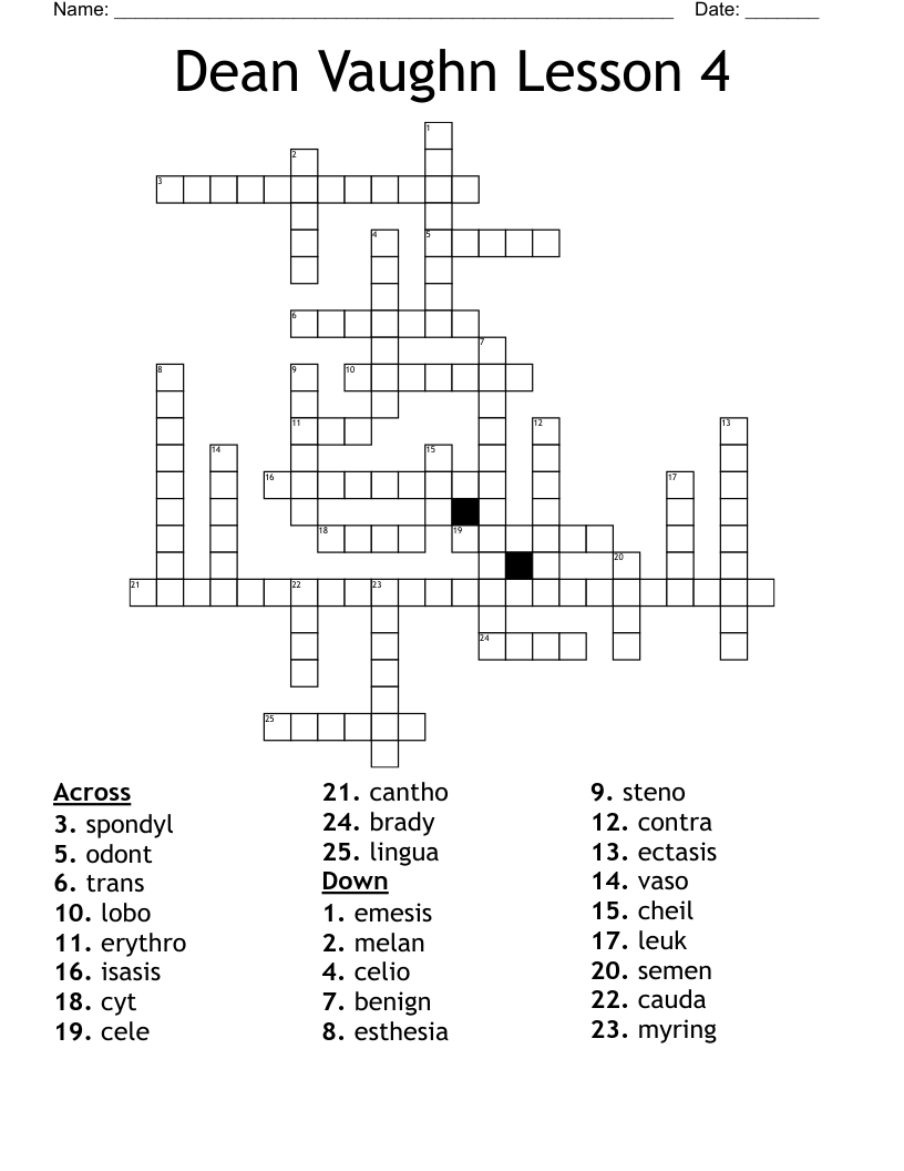 Dean Vaughn Lesson 4 Crossword