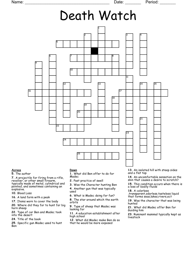 Death Watch Crossword