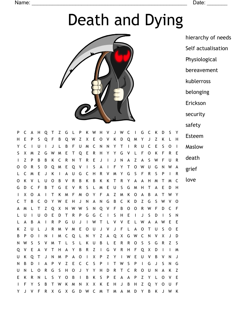 Death and Dying Word Search