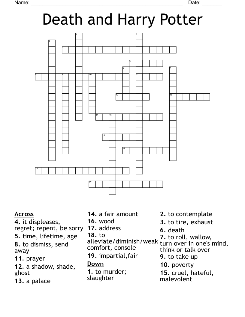 Death and Harry Potter Crossword