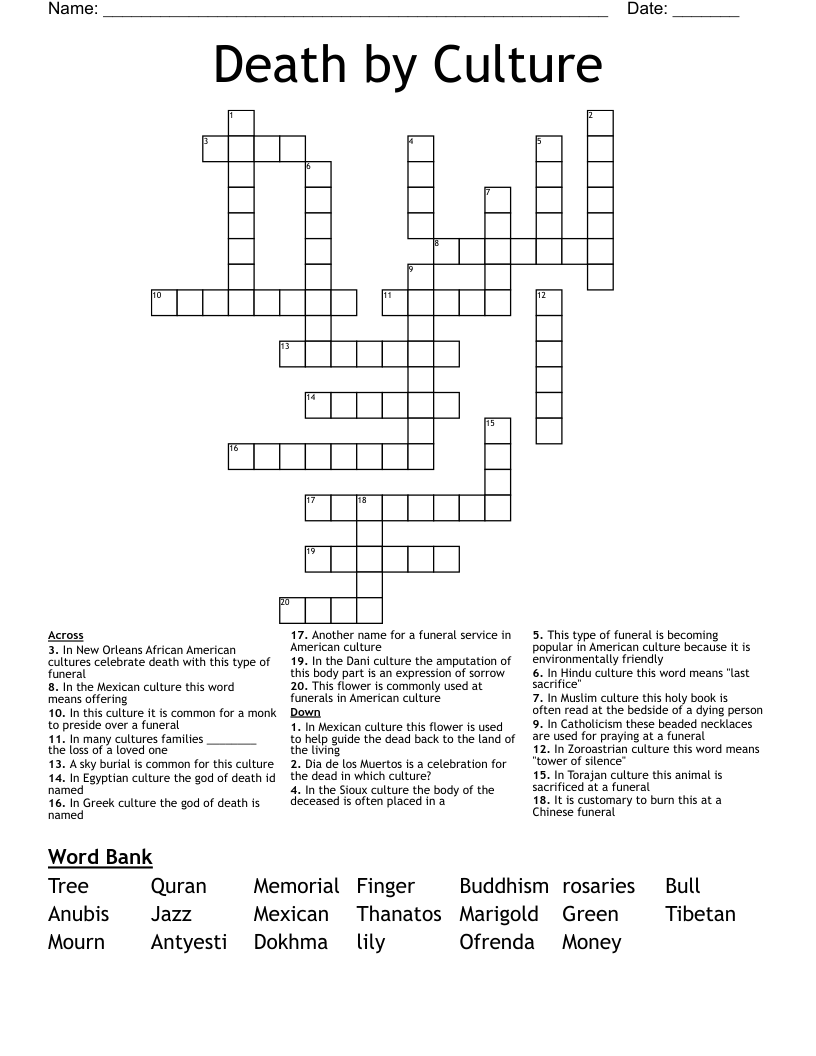 Death by Culture Crossword