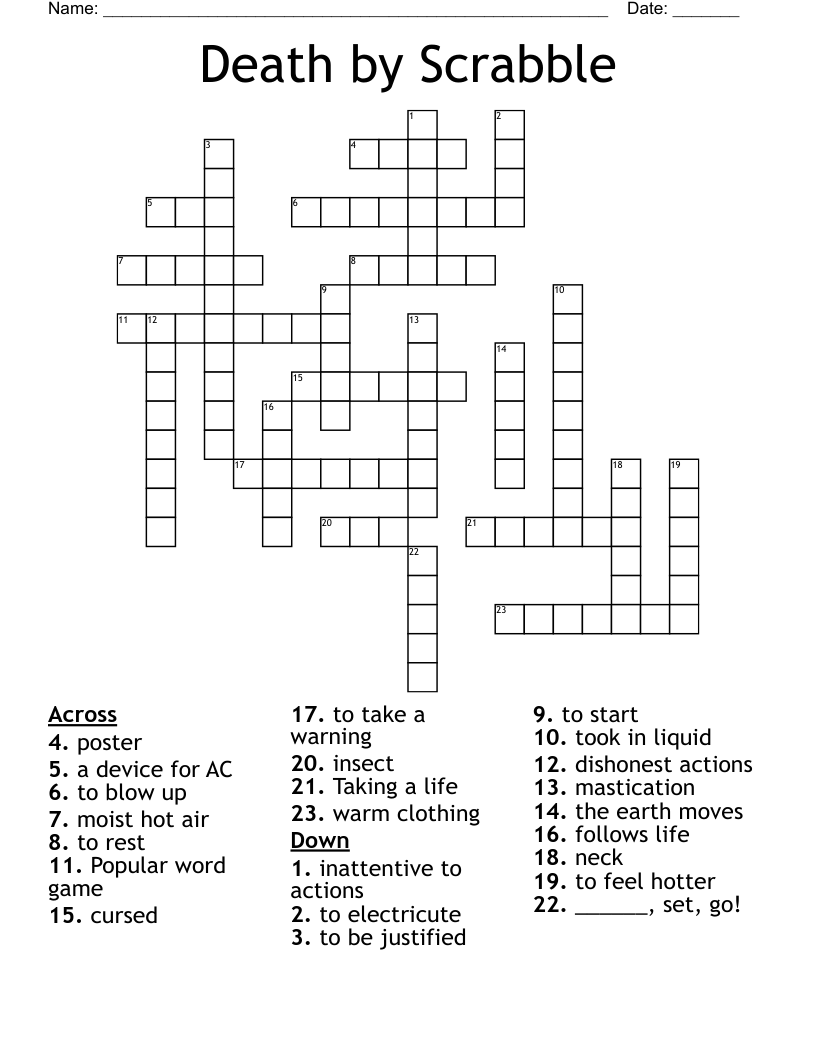 Death by Scrabble Crossword