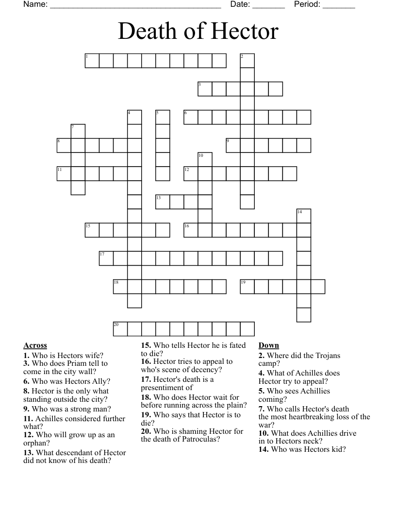 Death of Hector Crossword