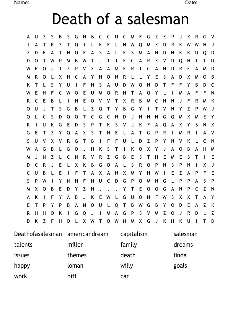 Death of a salesman Word Search
