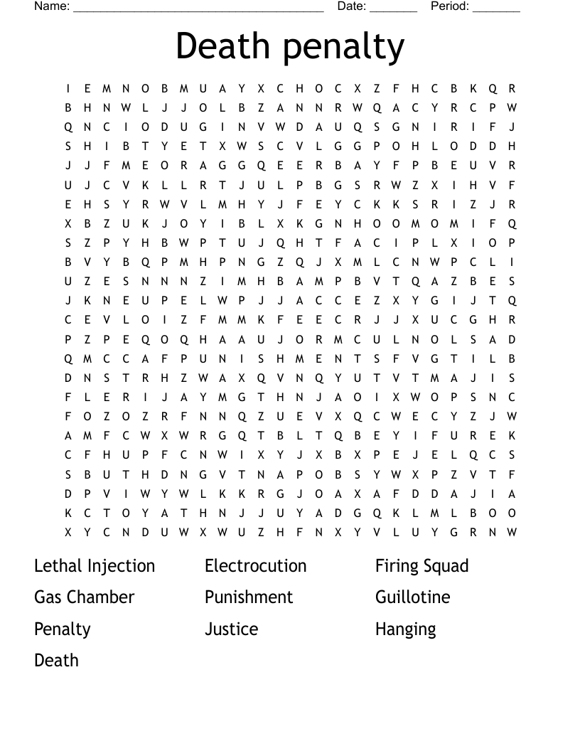 Death penalty  Word Search
