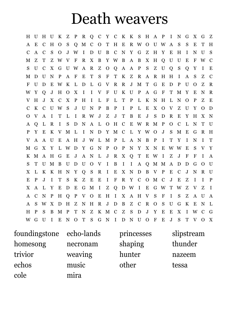 Death weavers Word Search