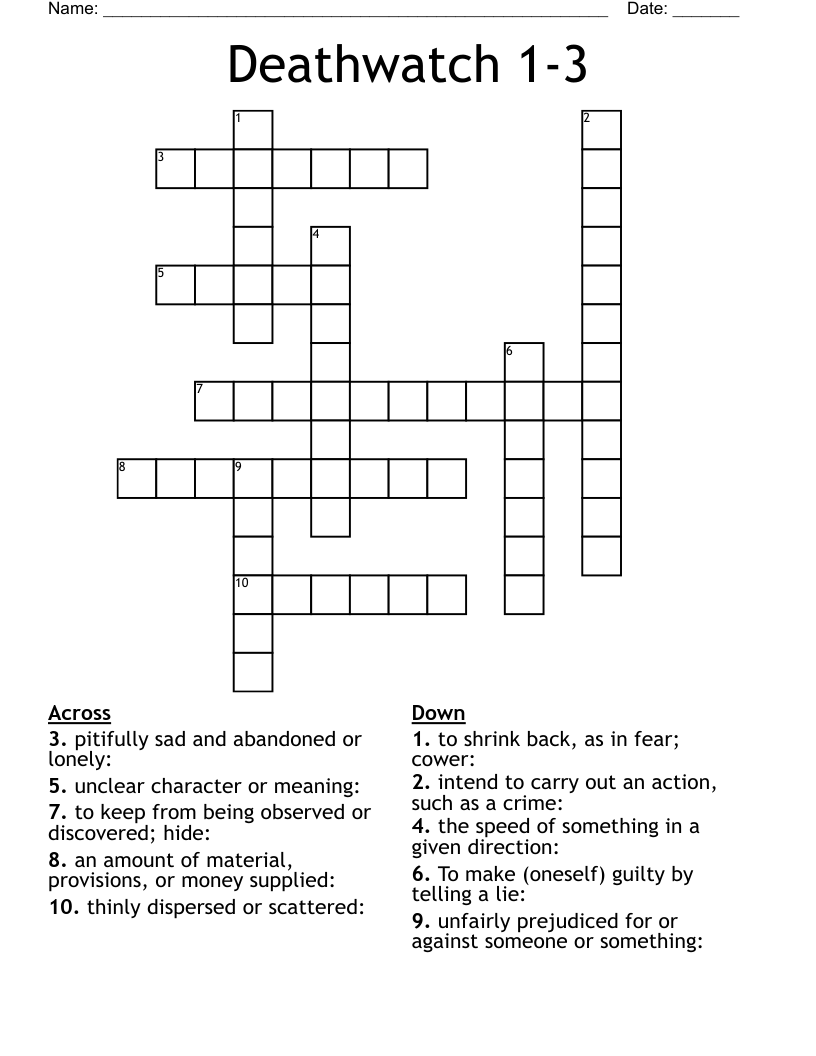 Deathwatch 1-3 Crossword