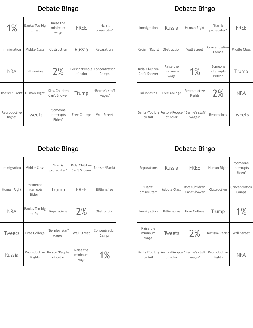 Debate Bingo