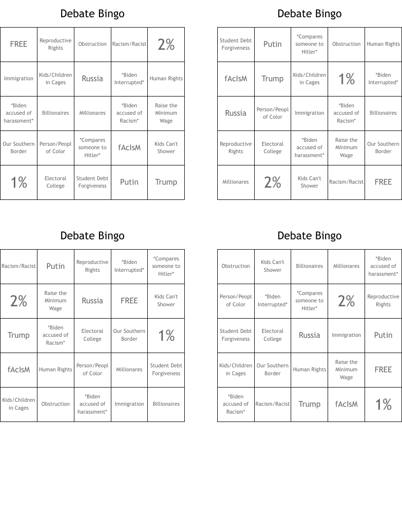 Debate Bingo