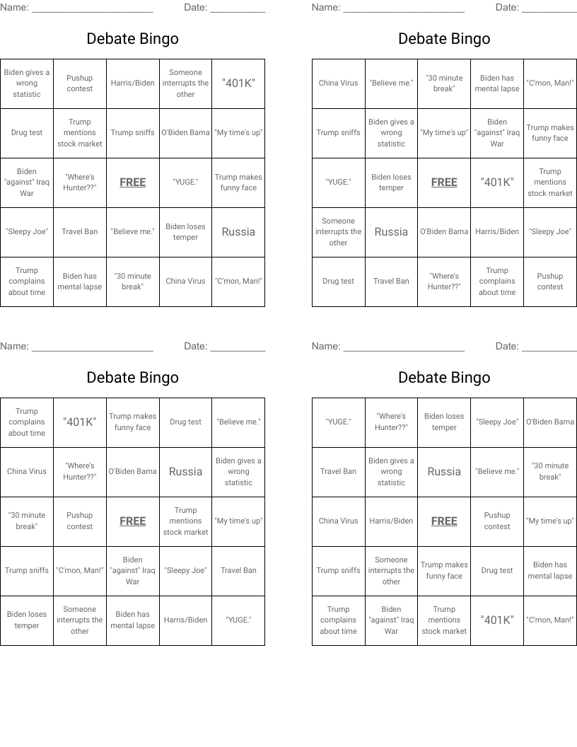 Debate Bingo