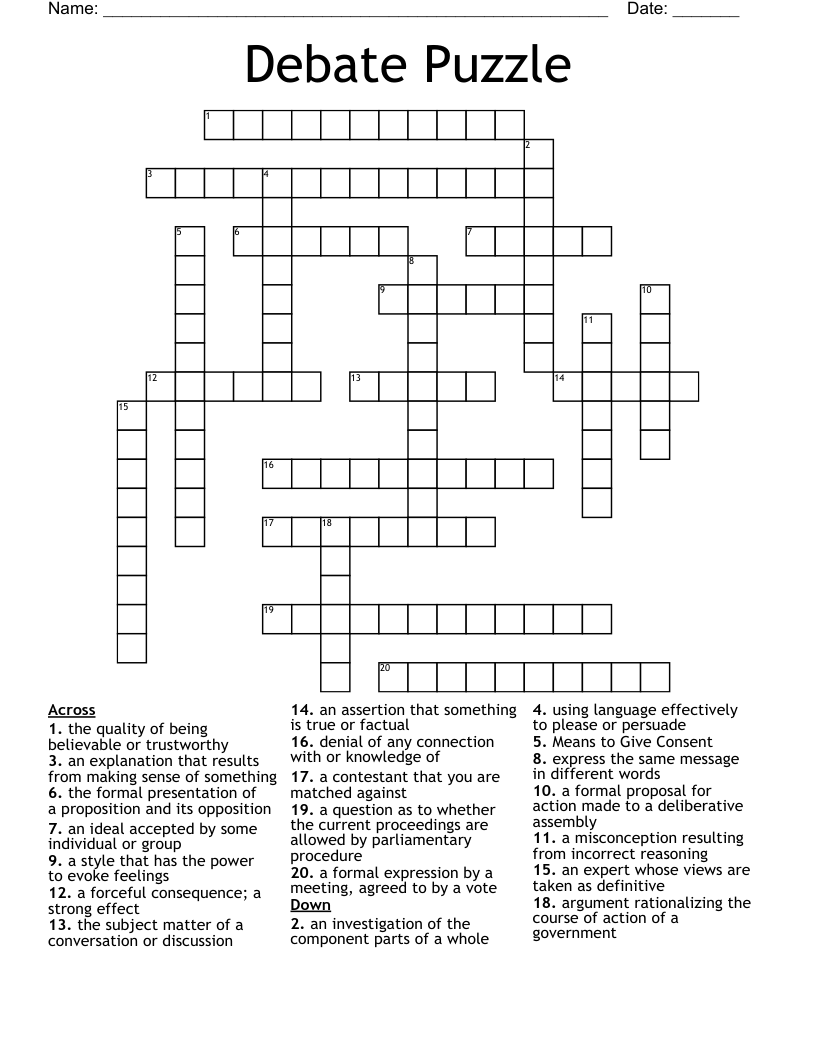 Debate Puzzle Crossword