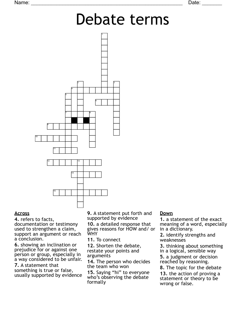 Debate terms Crossword