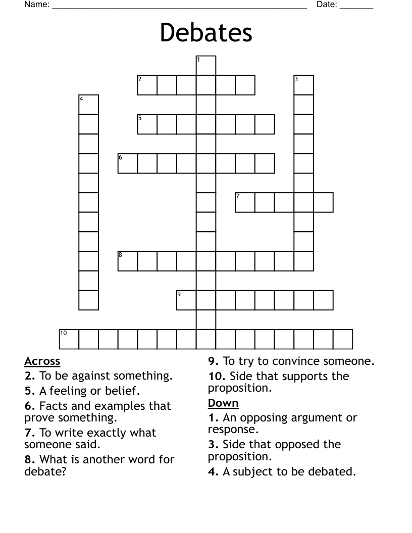Debates Crossword
