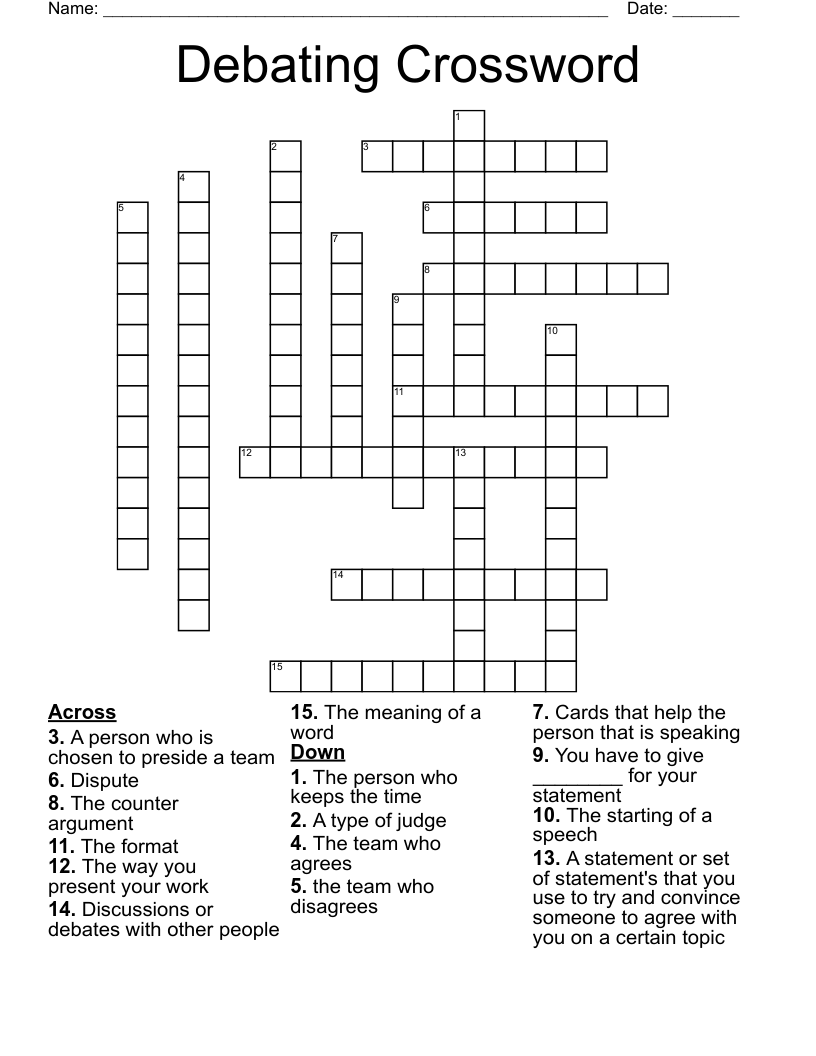 Debating Crossword 