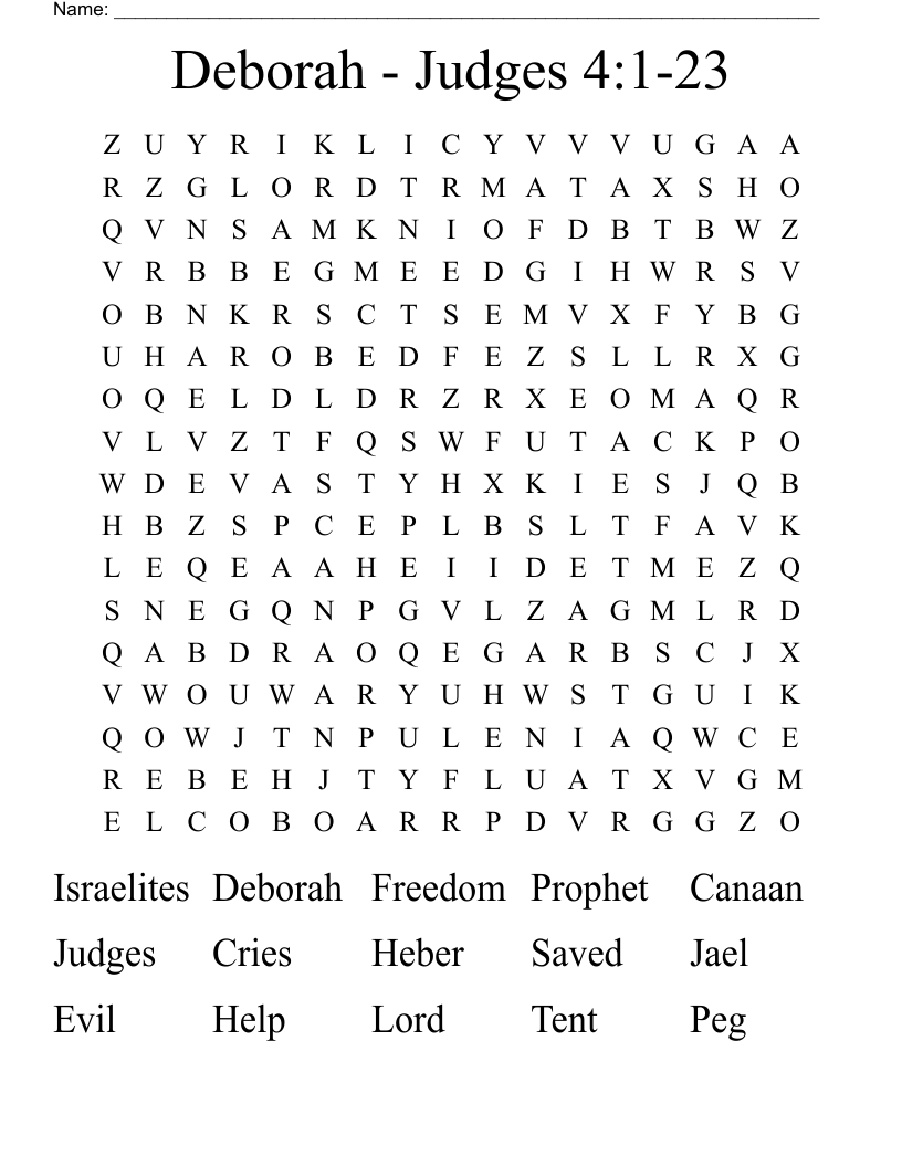 Deborah - Judges 4:1-23 Word Search