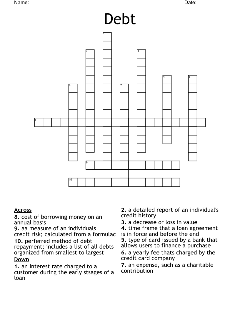 Debt Crossword