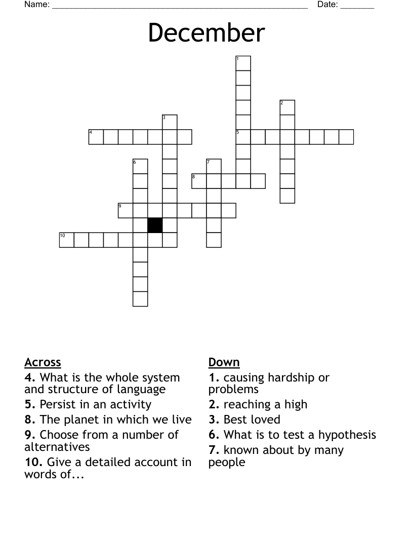 December Crossword
