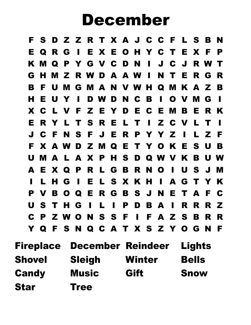 December Word Search