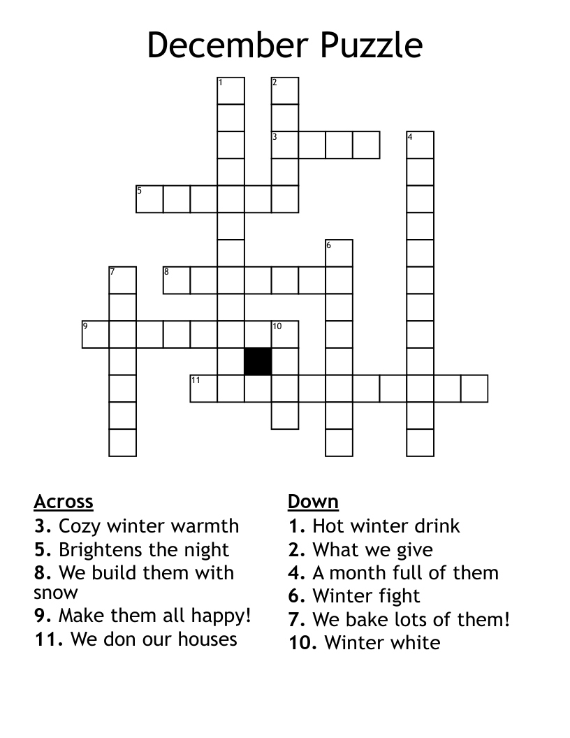 December Puzzle Crossword