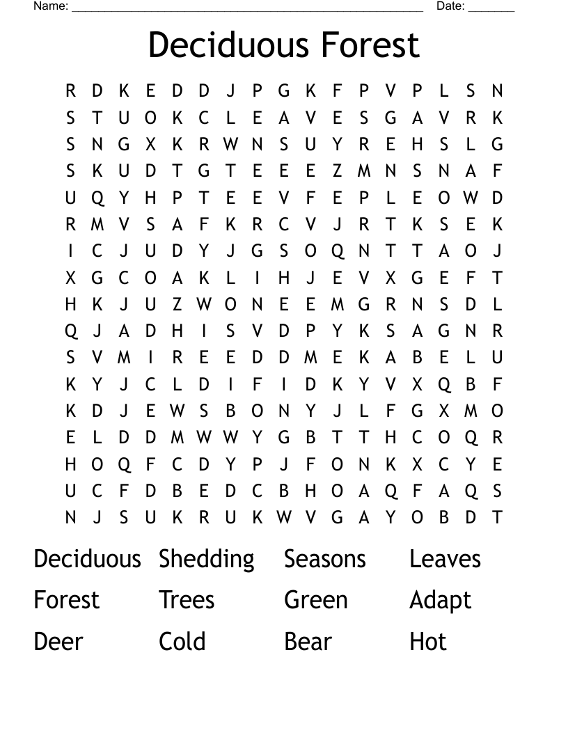 Deciduous Forest Word Search