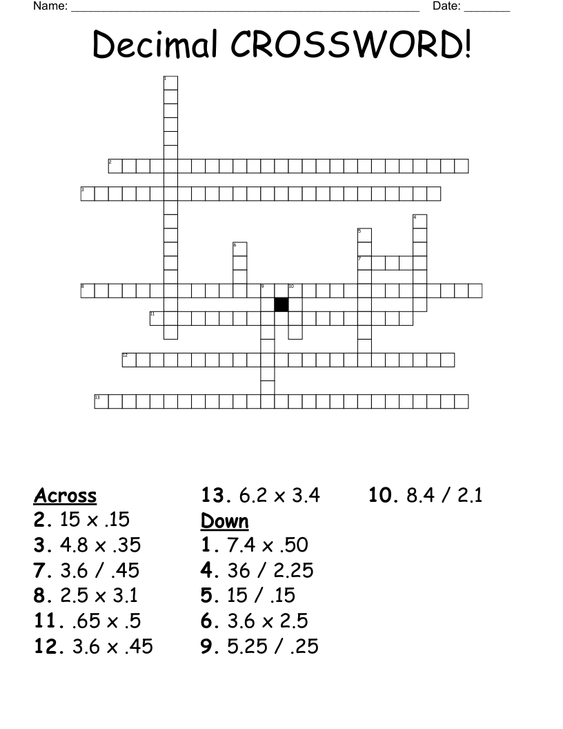 Decimal CROSSWORD!